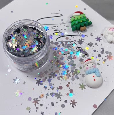 Wholesale DIY Christmas Colors Snowflake Stars Christmas Tree Flow Hemp Dropping Glue Mixed Glitter